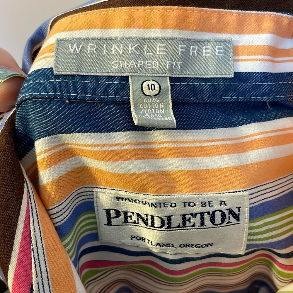 Pendleton Rainbow Vertical Stripe Button Front Sh… - image 4